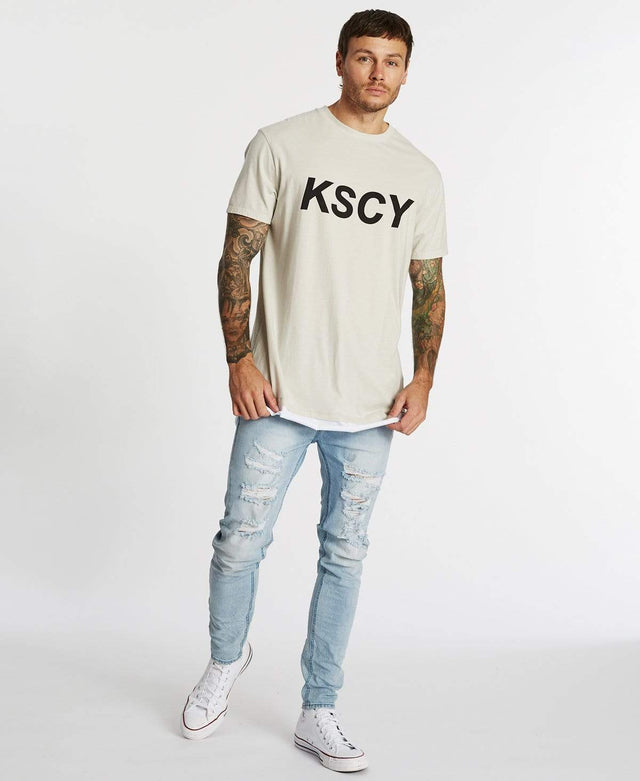 Kiss Chacey Cyclone Layered Hem Relaxed Fit T-Shirt Pigment Stone