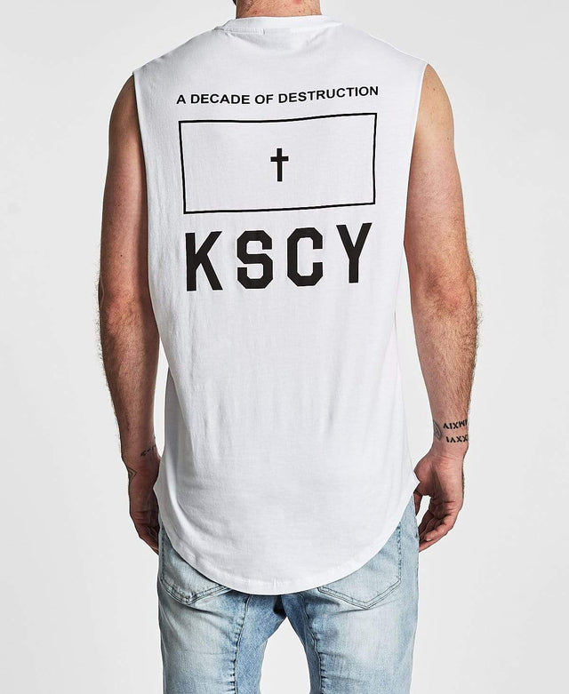 Kiss Chacey Decades Curved Hem Muscle Tee White