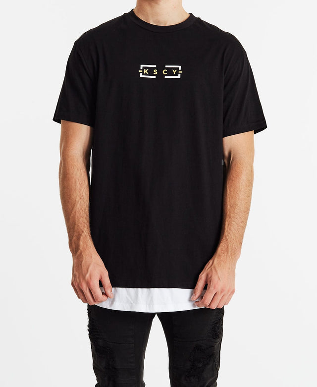 Kiss Chacey Deficits Relaxed Layered T-Shirt Jet Black