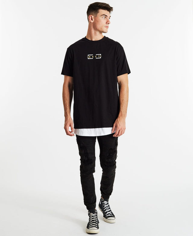 Kiss Chacey Deficits Relaxed Layered T-Shirt Jet Black