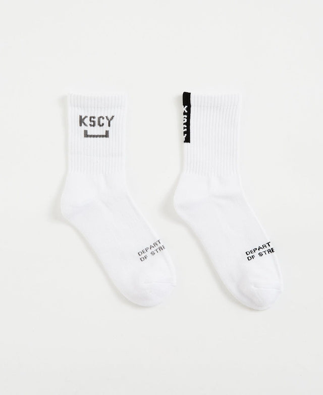 Kiss Chacey Department 2 Pack Mid Sock White