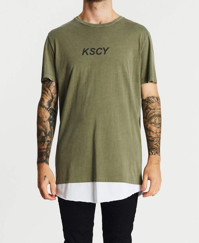Kiss Chacey Endings Standard Layered T-Shirt Pigment Khaki