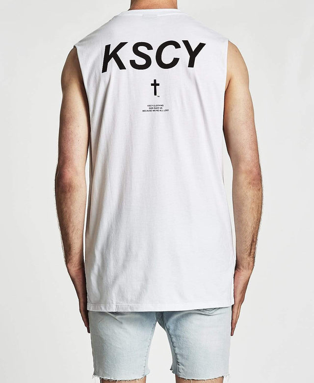 Kiss Chacey Face Step Hem Muscle Tee White