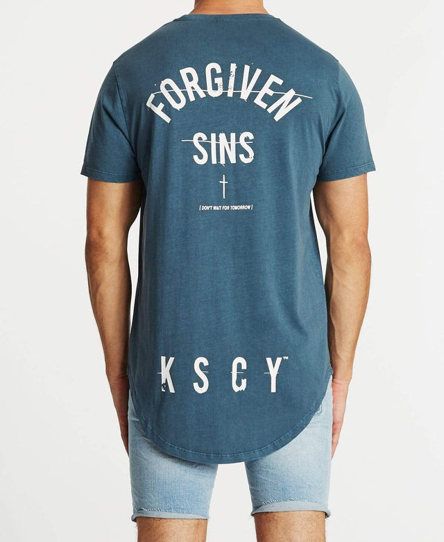 Kiss Chacey Forgiven Sins Dual Curved T-Shirt Pigment Ocean Blue