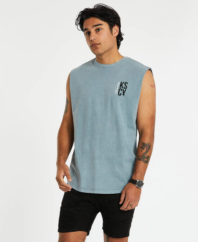 Kiss Chacey Galleon Dual Curved Muscle Tee Pigment Lead Green