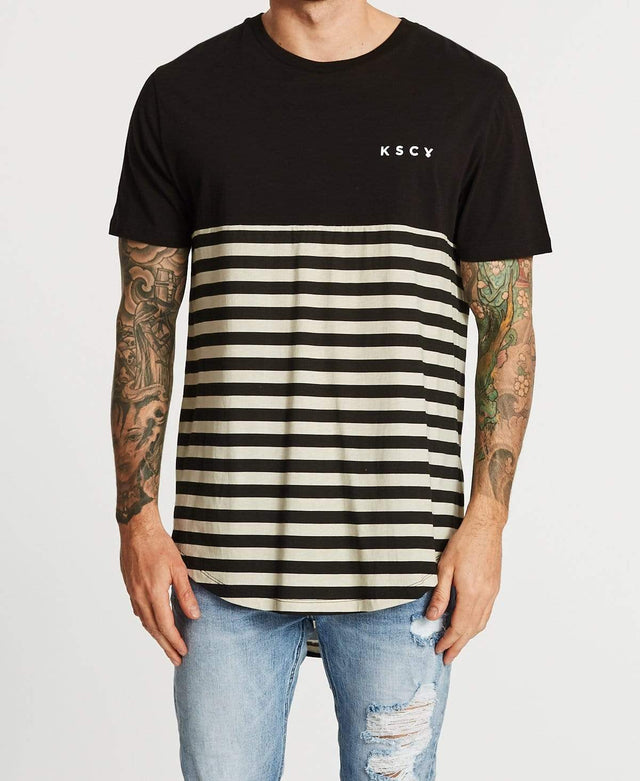 Kiss Chacey Heat Stroke Dual Curved T-Shirt Black/Sand Stripe