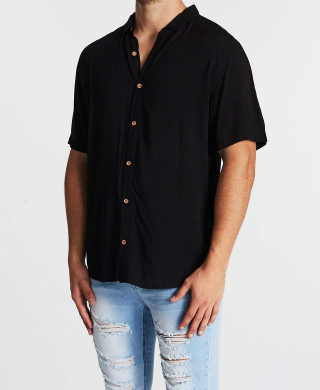 Kiss Chacey Intersect Relaxed Short Sleeve Shirt Jet Black