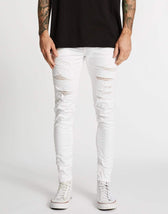 K1 Super Skinny Fit Jeans Destroyed White