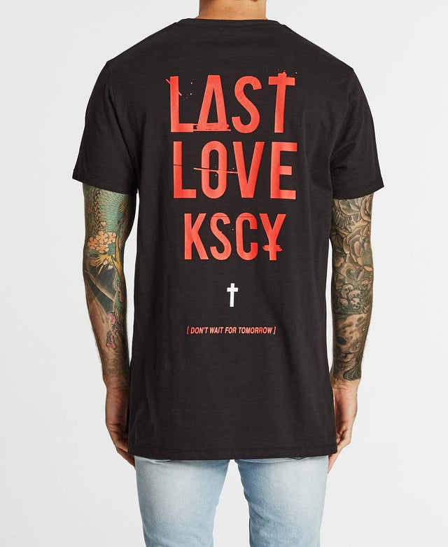 Kiss Chacey Last Love Tall Step Hem T-Shirt Jet Black