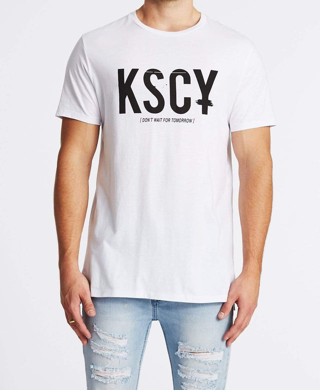 Kiss Chacey Last Love Tall Step Hem T-Shirt White