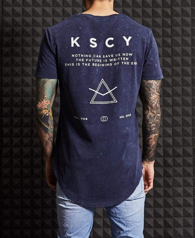 Kiss Chacey Last Time Dual Curved T-Shirt Acid Navy