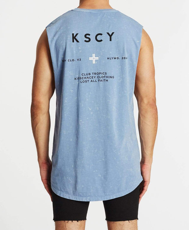 Kiss Chacey Lost Faith Dual Curved Muscle Tee Acid Sky Blue