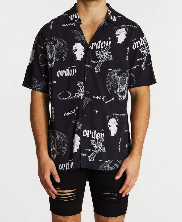 Kiss Chacey Loyalty Relaxed Short Sleeve Shirt Black Print