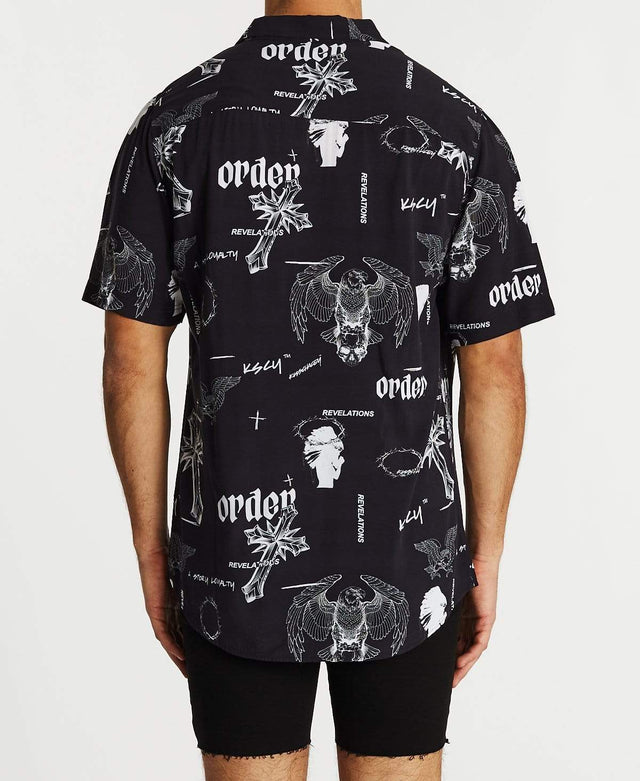 Kiss Chacey Loyalty Relaxed Short Sleeve Shirt Black Print