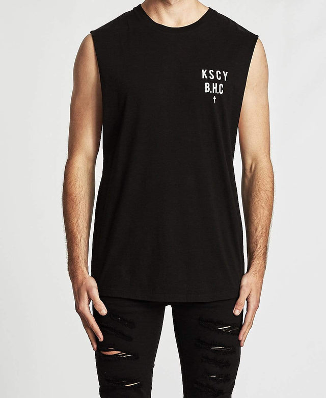 Kiss Chacey Mystery Dual Curve Hem Muscle Tee Jet Black