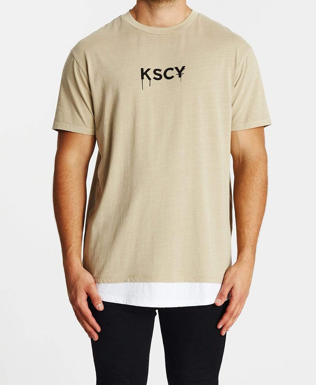 Kiss Chacey Paranoid Relaxed Layered T-Shirt Pigment Sand