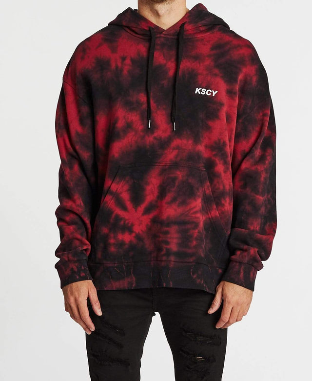 Kiss Chacey Reflection Relaxed Fit Hoodie Tie Dye Red/Black