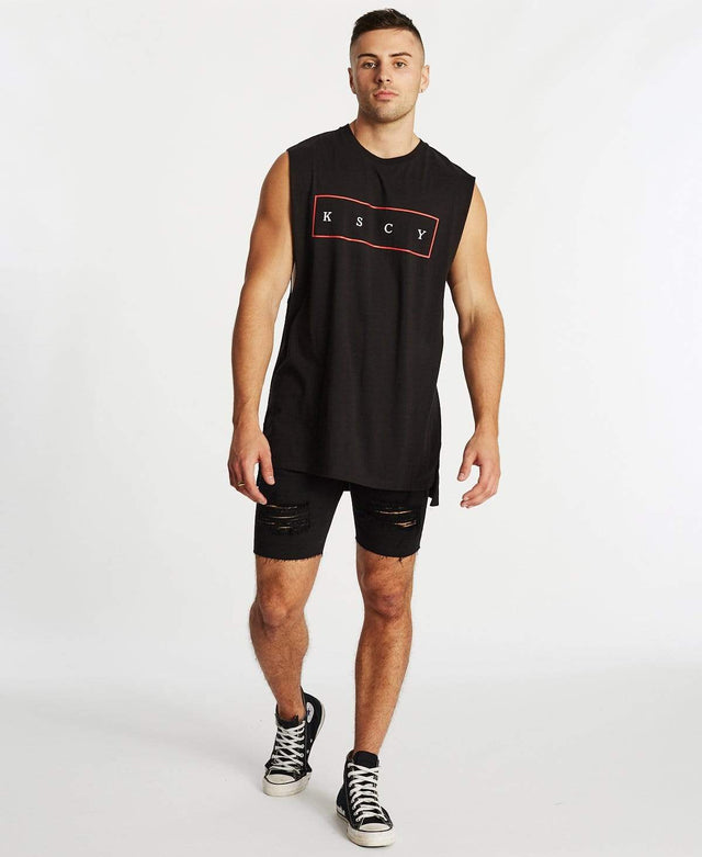Kiss Chacey Resident Step Hem Muscle Tee Jet Black