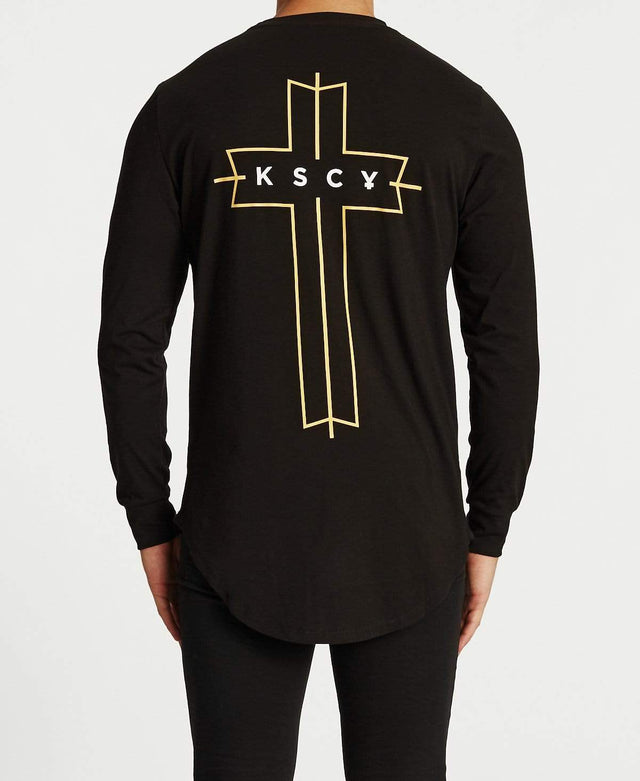 Kiss Chacey Ruler Cape Back Long Sleeve T-Shirt Jet Black