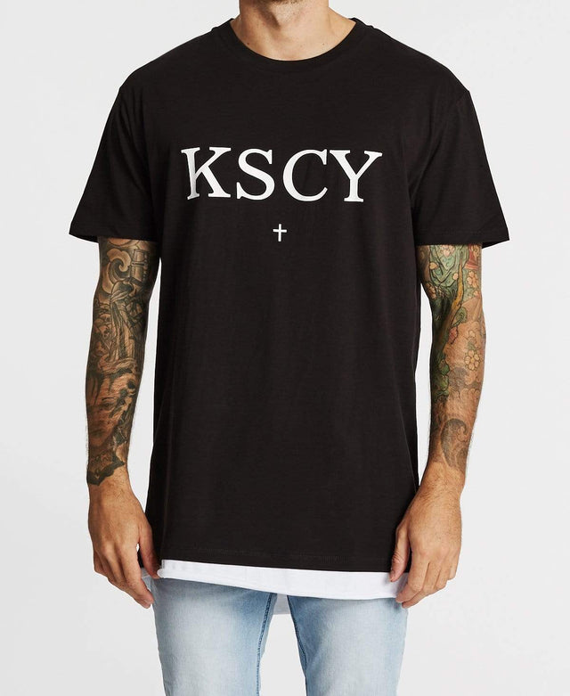 Kiss Chacey Scar Tissue Layered Hem Relaxed Fit T-Shirt Jet Black