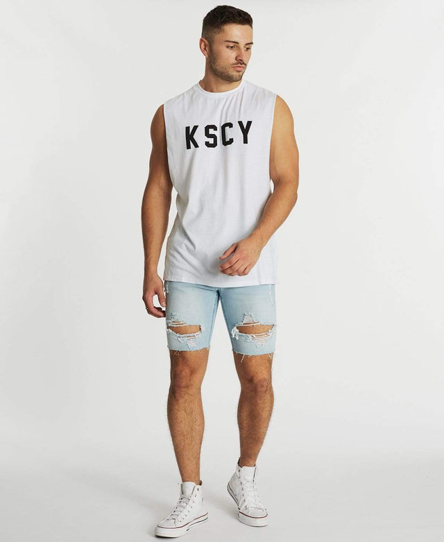 Kiss Chacey Stronger Step Hem Muscle Tee White