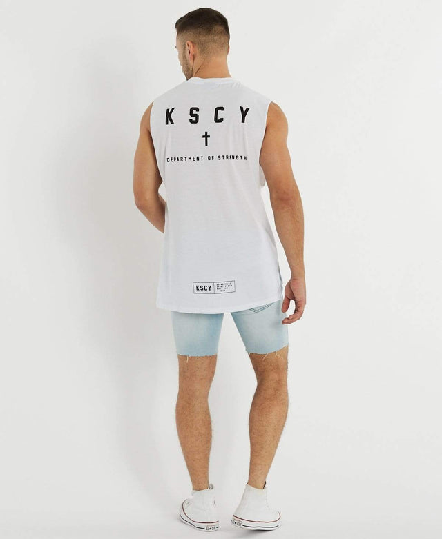 Kiss Chacey Stronger Step Hem Muscle Tee White