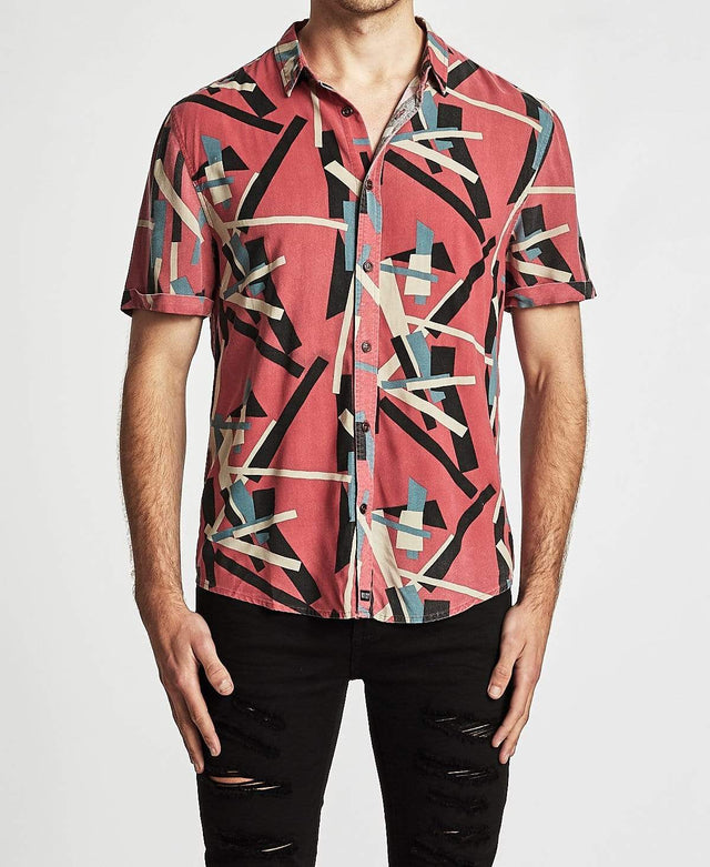 Kiss Chacey Yesterday Short Sleeve Shirt Red Print