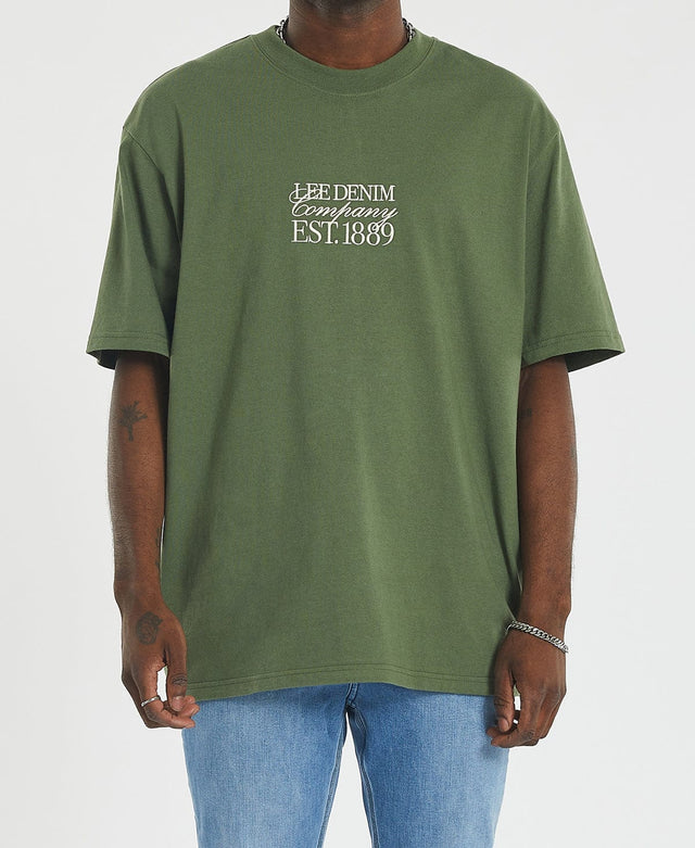Lee Jeans Stacked Baggy T-Shirt Pine Forest Green