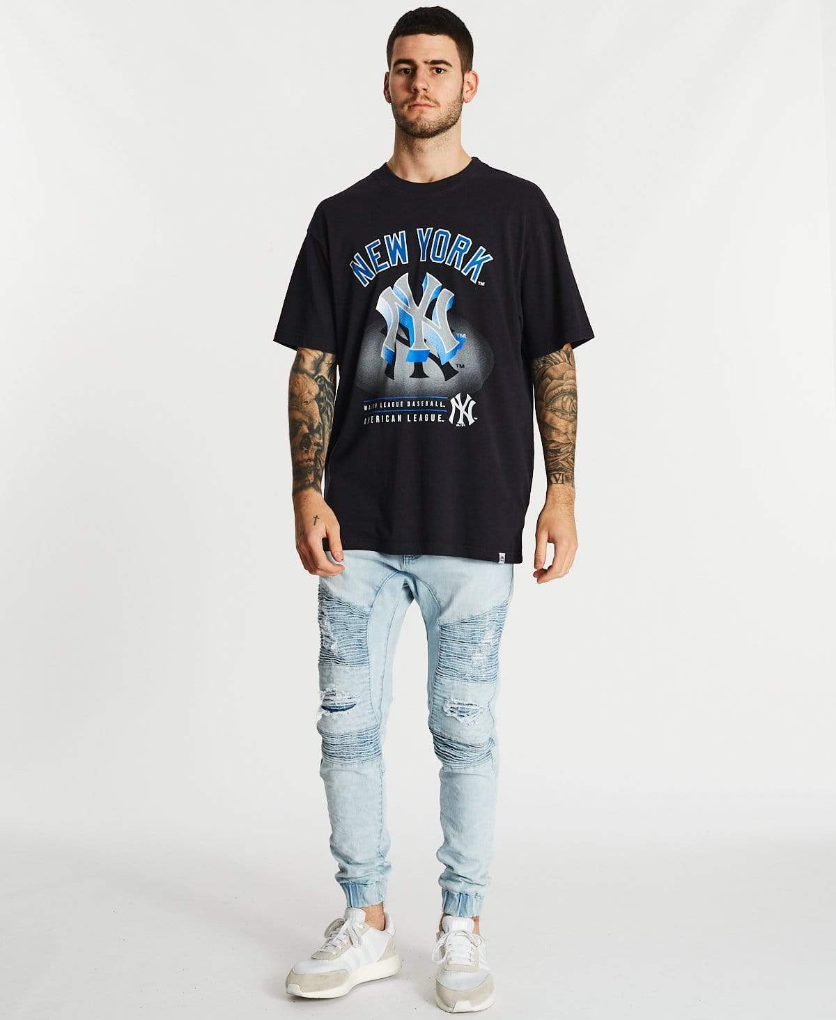 3D Drop Shadow T-Shirt Yankees Black – Neverland Store