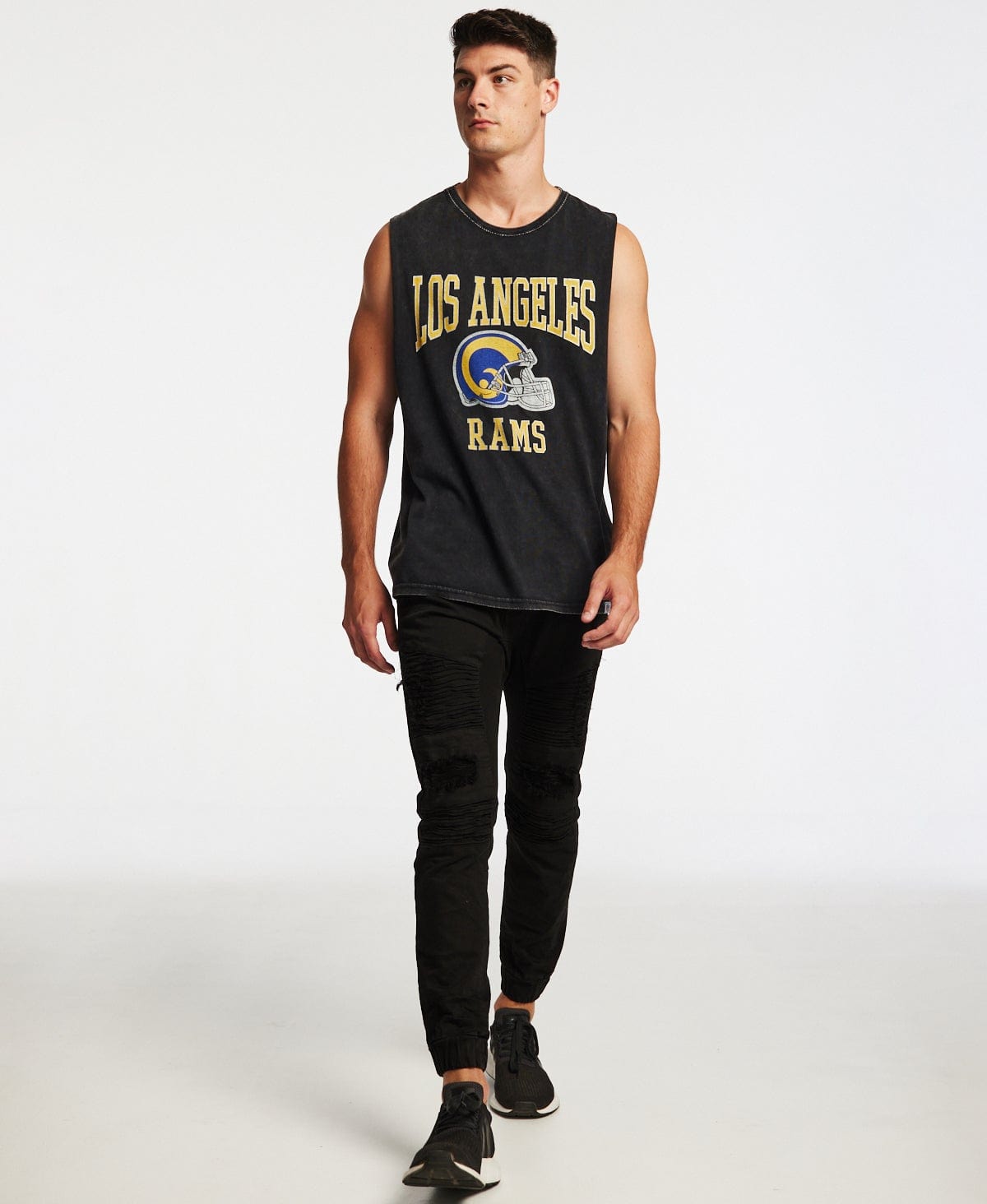 Los Angeles Rams Helmet Arch Muscle Tee Snow Wash Black – Neverland Store