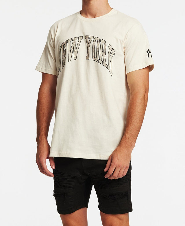 Majestic New York Yankees Arch Animal Logo T-Shirt White/Sand