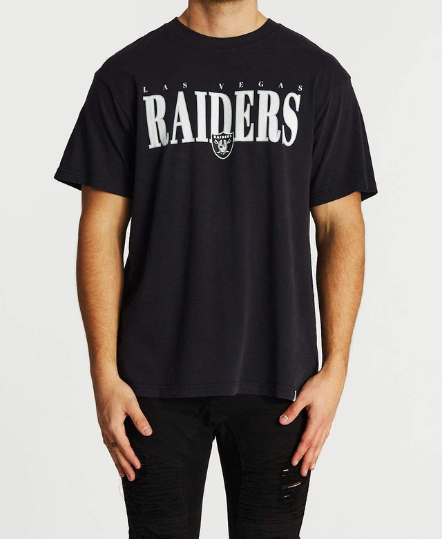 Majestic Vint Linear Logo T-Shirt Raiders Faded Black