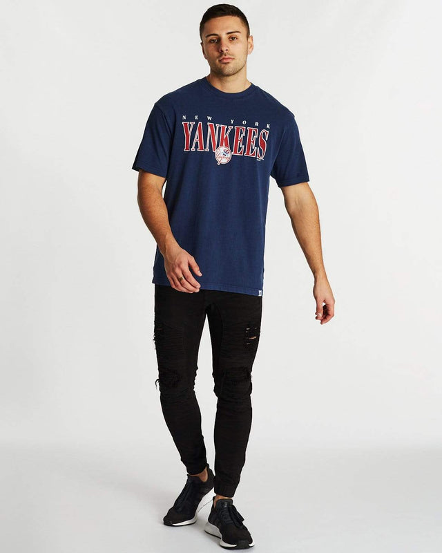 Majestic Vint Linear Logo T-Shirt Yankees Peacot