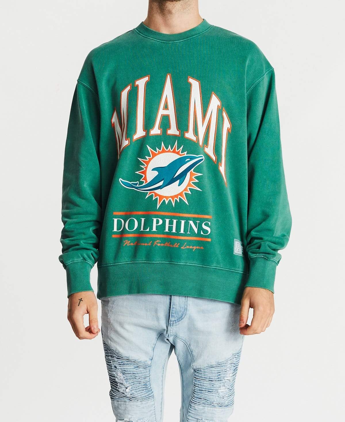 Vintage NFL Arch Jumper Dolphins Teal Neverland Store