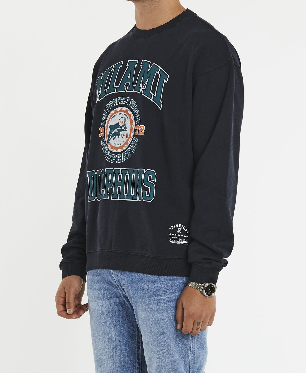 Miami Dolphins 1972 Crew Faded Black Sweatshirt