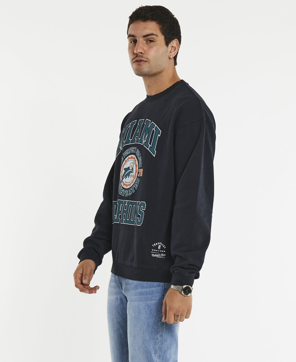 Mitchell & Ness Miami Dolphins 1972 Champs Crewneck Faded Black