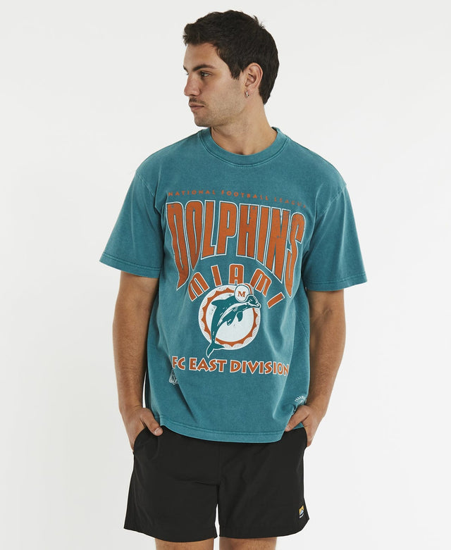 Mitchell & Ness Division Arch Dolphins T-Shirt Faded Teal