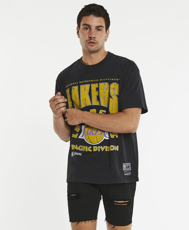 Mitchell & Ness Division Arch Lakers T-Shirt Faded Black