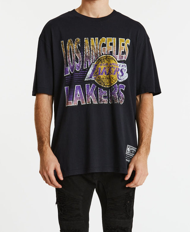 Mitchell & Ness Incline Stack T-Shirt Lakers Faded Black