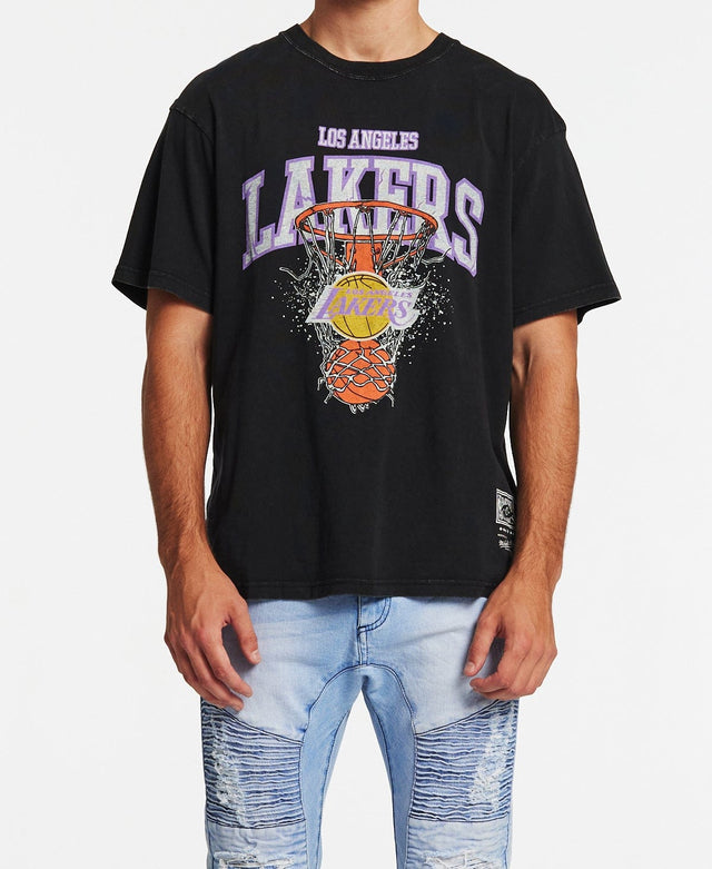 Mitchell & Ness Los Angeles Lakers Vintage Arch Shatter T-Shirt Faded Black