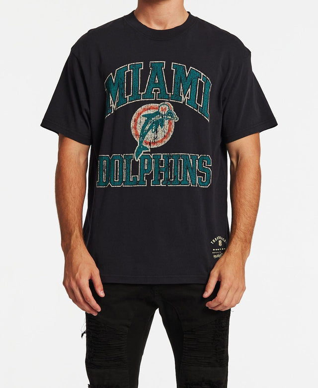 Mitchell & Ness Miami Dolphins Vintage NFL Ivy Arch T-Shirt Faded Black