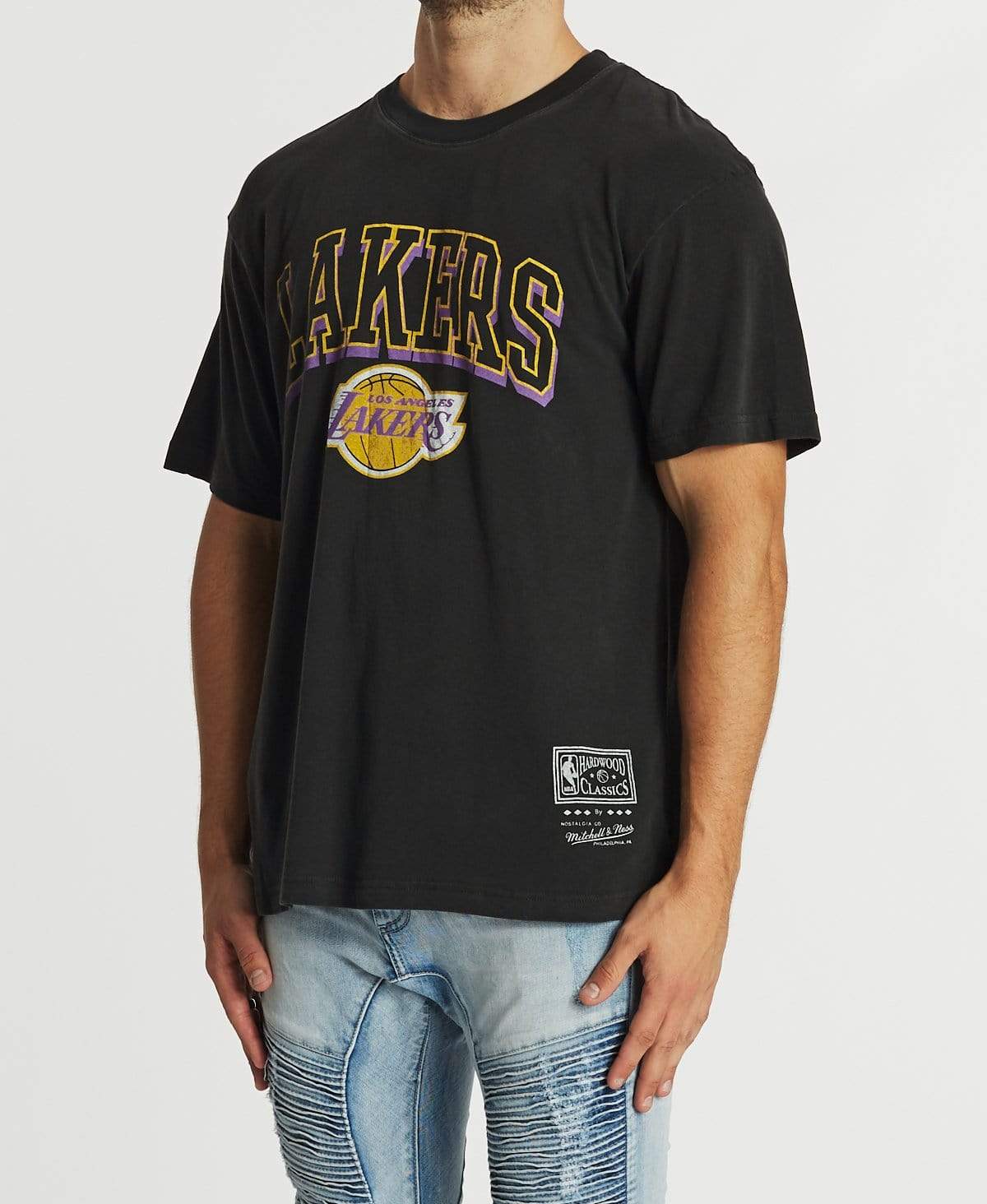 Vintage Keyline Logo T Shirt Lakers Faded Black Neverland Store