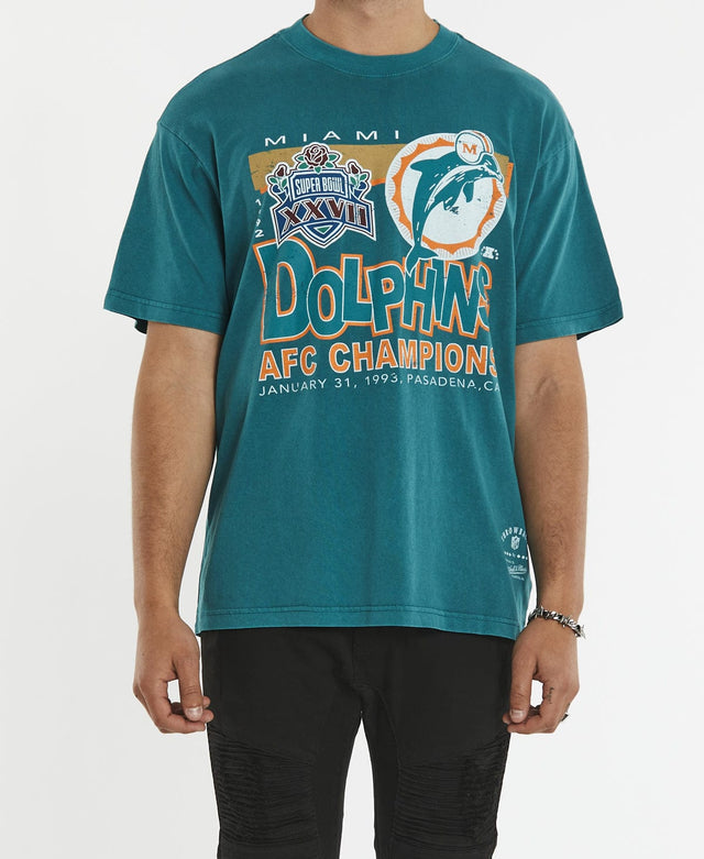 Mitchell & Ness Vintage Superbowl Champion Dolphins T-Shirt Faded Teal