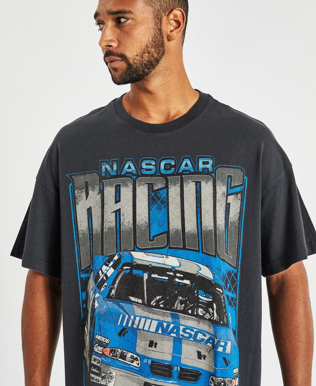Nascar Blue Neon Racing T-Shirt Vintage Black