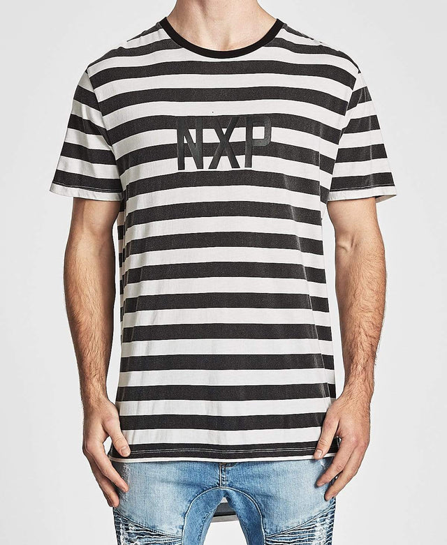 Nena & Pasadena Break Cape Back T-Shirt Black/White Stripe