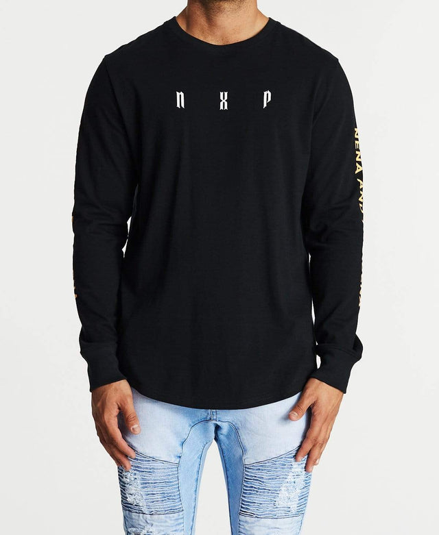 Nena & Pasadena Bulletproof Cape Back Long Sleeve T-Shirt Jet Black
