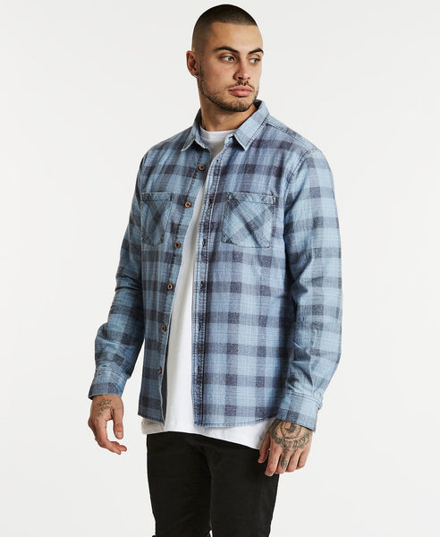 Check Long Sleeve Zip Up Shirt Blue – Neverland Store