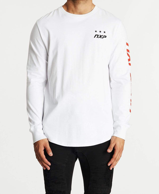 Nena & Pasadena Clarity Cape Back Long Sleeve T-Shirt White
