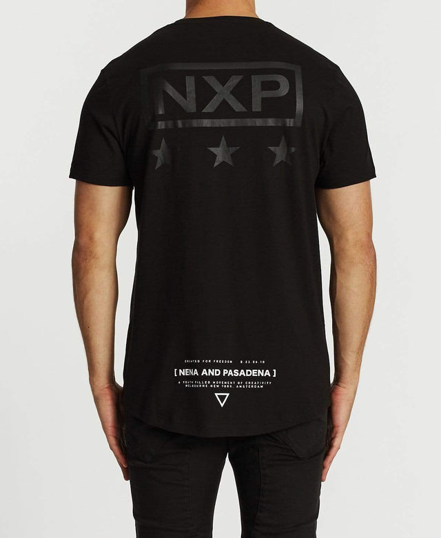Nena & Pasadena Collapse Scoop Back T-Shirt Jet Black