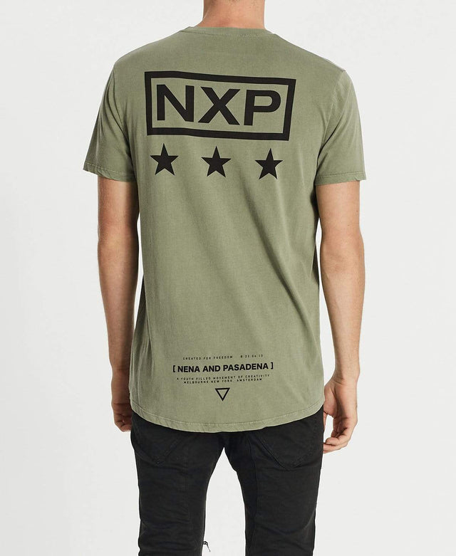 Nena & Pasadena Collapse Scoop Back T-Shirt Pigment Khaki